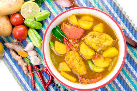 Yellow Curry with Fish Thai Southern Style Foodの写真素材