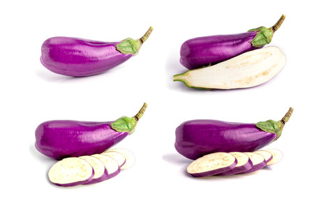 Aubergine (eggplant)  on white background.の写真素材