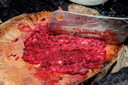 Fresh raw minced meat preparationの写真素材