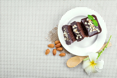 Chocolate Cake on a white plateの写真素材