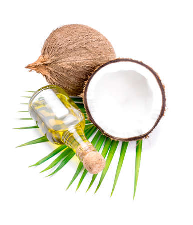Coconut oil for alternative therapy on white backgroung.の写真素材