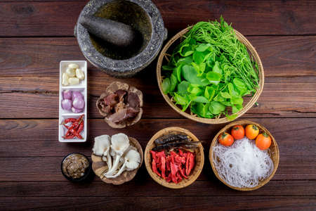 Ingredients of the food native to northern Thailand (kangpakseaw)の写真素材