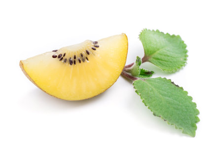 golden kiwifruit  isolated on white backgroundの写真素材