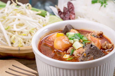 Thai food , KaNom jeen Noodles and spicy soupの写真素材