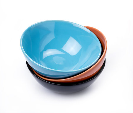 Empty ceramic bowl isolatedの写真素材