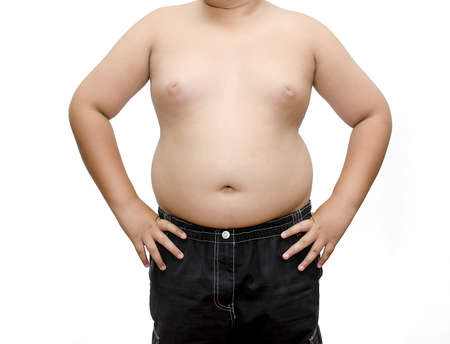 fat boy isolated on white background.の写真素材