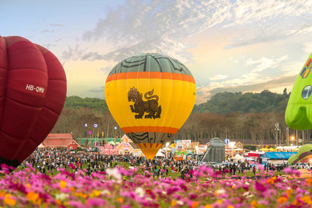 International Balloon Fiesta 14-18 FEBRUARY 2017 at Singha Park Chiangrai Thailandのeditorial素材