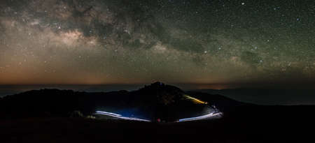Amazing Star Night - night scene milky way background in the galaxy. Thailand.の写真素材