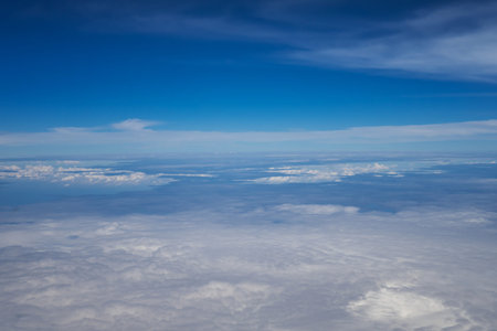 Beautiful sky with clouds, View from the plane.