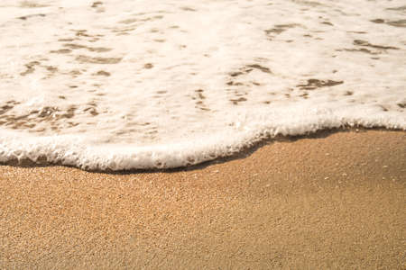 Background soft wave of Sea with foam on sandy beach, copy space.の写真素材