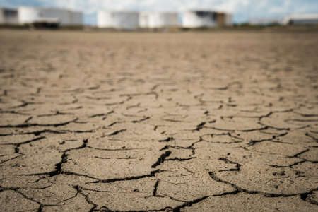 Crack soil on dry season, Global worming effect.の写真素材