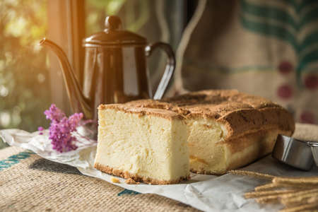 butter cake with props surrounded, selective focusの写真素材