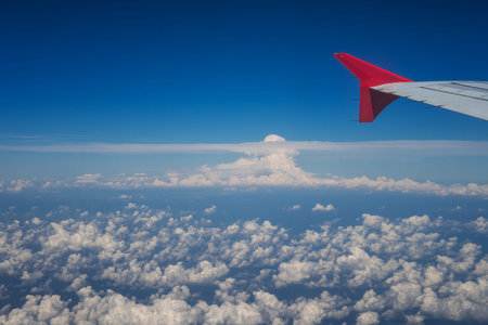 Beautiful sky with clouds, View from the plane.