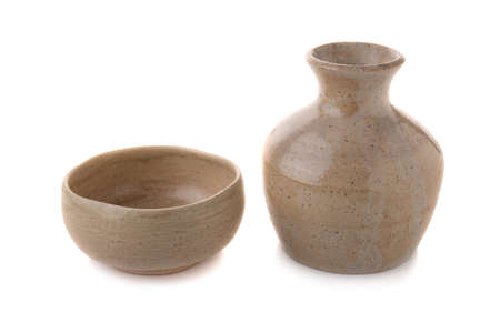 Sake bottle on white background.の写真素材