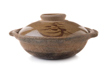 Clay pot isolated on white backgroundの写真素材