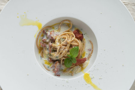 Spaghetti bolognese beef tomato sauce with vegetables italian food