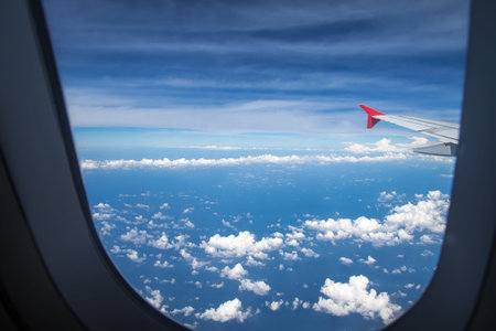 Beautiful sky with clouds, View from the plane.