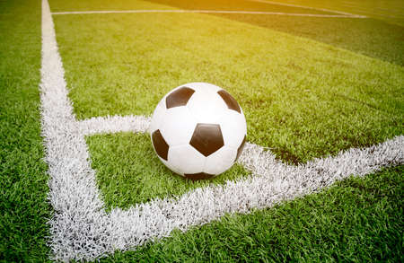 Soccer Football on Corner line for Corner kick.の写真素材