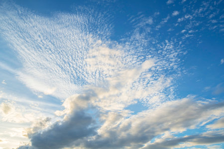 Blue sky with white clouds, clear blue sky with plain white cloud with space for text background.
