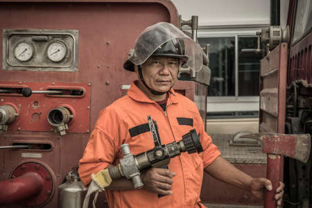 Lampang Thailand Aug. 30, 2018, Training and practice fire prevention plans, LPG gas storage.のeditorial素材