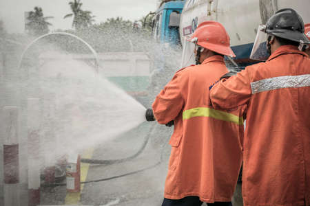Lampang Thailand, Training and practice fire prevention plans, LPG gas storage.の写真素材