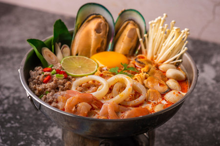 Tom yum kung. Thai food style Seafood Hot Pot. Traditional Thai style food.の写真素材
