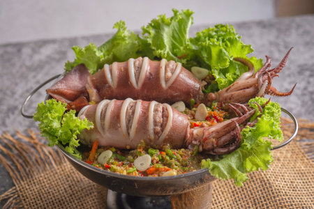 Spicy squid soup, delicious Thai food