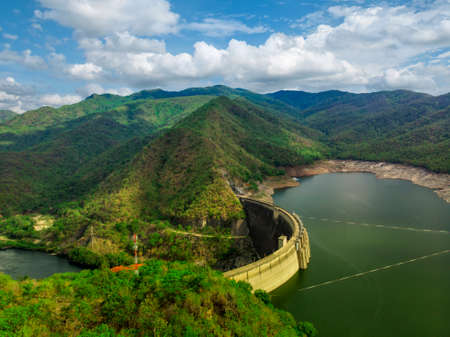 View of Bhumibol Dam, The dam is situated on the Ping in Tak Province Thailand.の写真素材