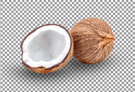 close up of a coconut on alpha layer background.の写真素材