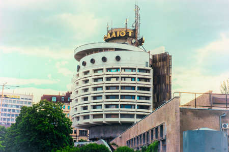 Kyiv / Ukraine - July 31, 2020: Tourist attraction building, great example of avant-garde modern architecture and landmark of Ukraine - hotel Salute in Kyivのeditorial素材