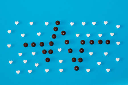 The figures of pills on a Colored backgroundの写真素材