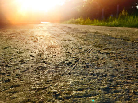 Street light with dirt roadの素材