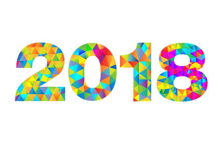 Number 2018 designed with geometric patterns. Vector greeting text for holiday card, festive invitation, calendar poster or promo banner.のイラスト素材