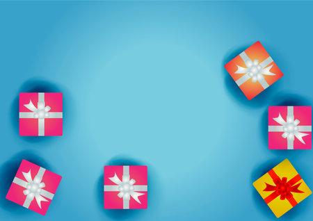 New Year's Day Gifts Placed on Blue Background