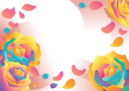 White background with colorful roses in abstract design used for Valentineâs cards.のイラスト素材