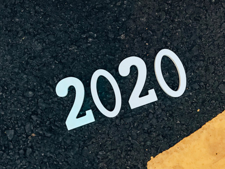 Road background with numbers 2020 ,Happy new yaer