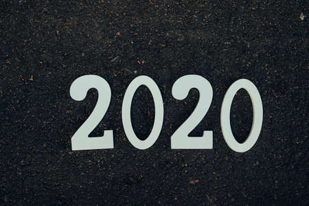 Road background with numbers 2020 ,Happy new yaerの写真素材