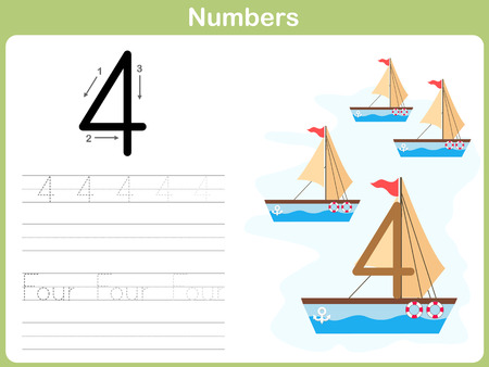 Number Tracing Worksheet: Writing 0-9のイラスト素材