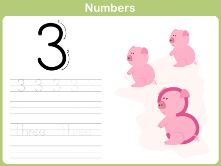 Number Tracing Worksheet: Writing 0-9のイラスト素材