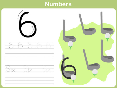 Number Tracing Worksheet: Writing 0-9のイラスト素材