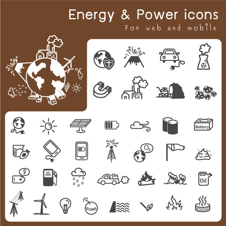 Set of icons for Energy and powerのイラスト素材