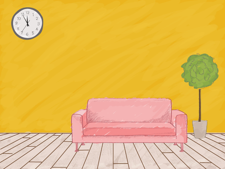 Background watercolor sketch of furnitureのイラスト素材