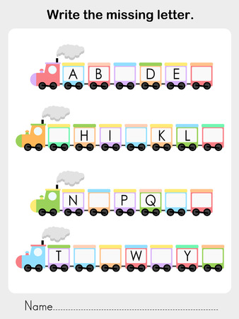 Write the missing letter - Worksheet for educationのイラスト素材