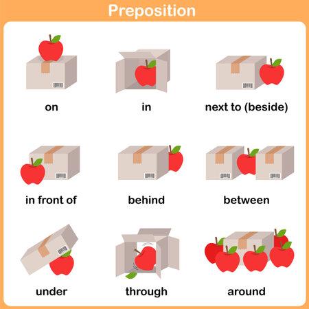 Preposition of motion for preschool - Worksheet for educationのイラスト素材