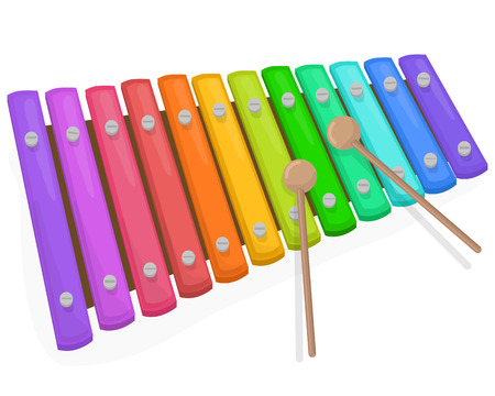 Colorful xylophone with mallets on a white backgroundのイラスト素材