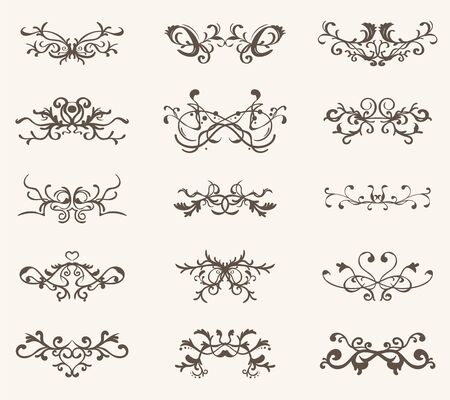 Vector set of decorative elements and line vintage styleのイラスト素材
