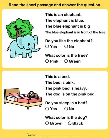 Read the short passage and answer the question. - Worksheet for education.のイラスト素材