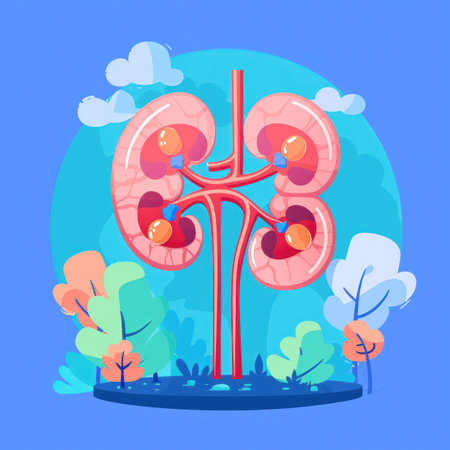 Human Kidneys in flat style. Vector illustration. Medical background.の素材