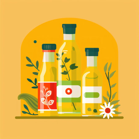 Bottle of olive oil and vinegar. Flat style vector illustration.の素材