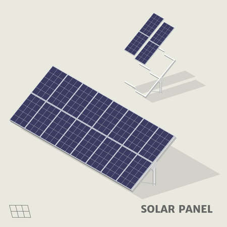 Solar panels in isometric view with shadow including with symbol.のイラスト素材